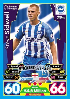 Sticker Steve Sidwell - English Premier League 2017-2018. Match Attax - Topps