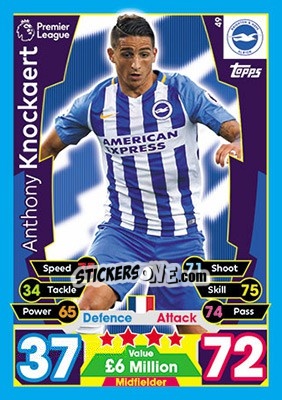 Figurina Anthony Knockaert - English Premier League 2017-2018. Match Attax - Topps