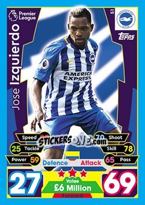 Sticker Jose Izquierdo - English Premier League 2017-2018. Match Attax - Topps