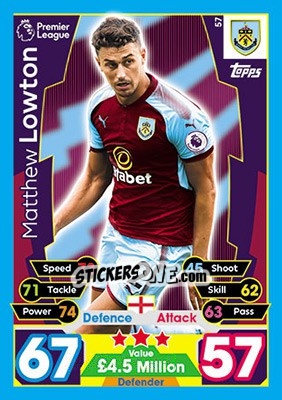 Sticker Matthew Lowton - English Premier League 2017-2018. Match Attax - Topps