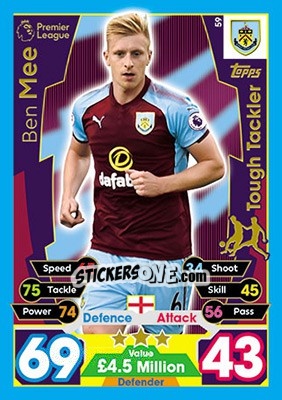 Cromo Ben Mee - English Premier League 2017-2018. Match Attax - Topps