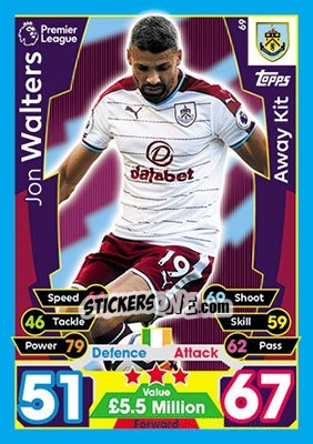 Sticker Jon Walters - English Premier League 2017-2018. Match Attax - Topps