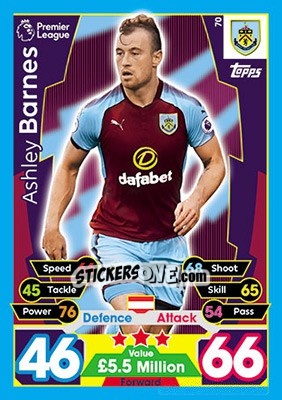 Sticker Ashley Barnes - English Premier League 2017-2018. Match Attax - Topps
