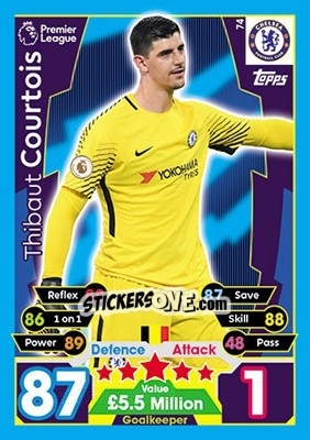 Sticker Thibaut Courtois - English Premier League 2017-2018. Match Attax n. 74 - Topps