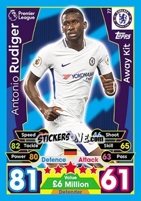 Sticker Antonio Rudiger - English Premier League 2017-2018. Match Attax n. 77 - Topps