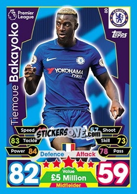 Figurina Tiemoue Bakayoko - English Premier League 2017-2018. Match Attax - Topps