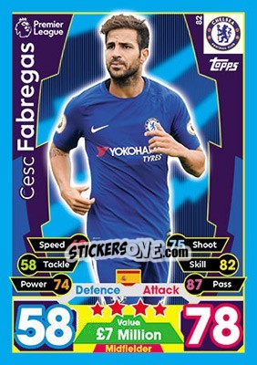 Sticker Cesc Fabregas - English Premier League 2017-2018. Match Attax n. 82 - Topps