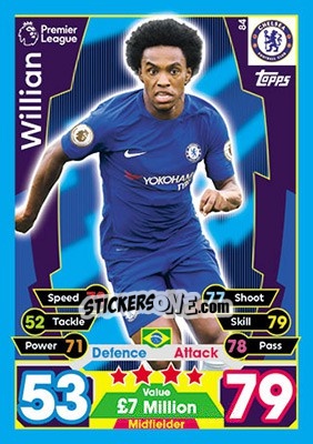 Sticker Willian - English Premier League 2017-2018. Match Attax n. 84 - Topps
