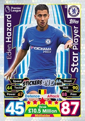 Sticker Eden Hazard - English Premier League 2017-2018. Match Attax n. 85 - Topps