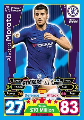 Sticker Alvaro Morata - English Premier League 2017-2018. Match Attax n. 87 - Topps