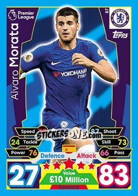 Sticker Alvaro Morata - English Premier League 2017-2018. Match Attax - Topps