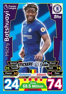 Sticker Michy Batshuayi - English Premier League 2017-2018. Match Attax n. 90 - Topps