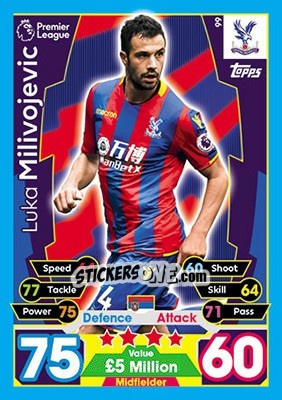 Sticker Luka Milivojevic - English Premier League 2017-2018. Match Attax n. 99 - Topps
