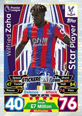 Sticker Wilfried Zaha - English Premier League 2017-2018. Match Attax - Topps