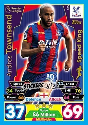 Cromo Andros Townsend - English Premier League 2017-2018. Match Attax - Topps