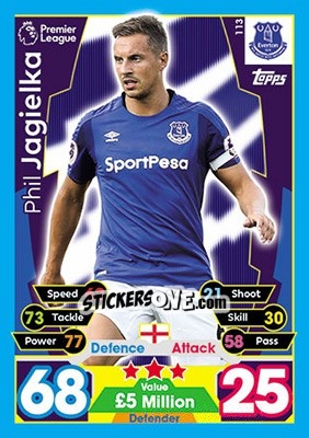 Sticker Phil Jagielka - English Premier League 2017-2018. Match Attax n. 113 - Topps