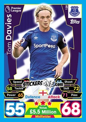 Cromo Tom Davies - English Premier League 2017-2018. Match Attax - Topps