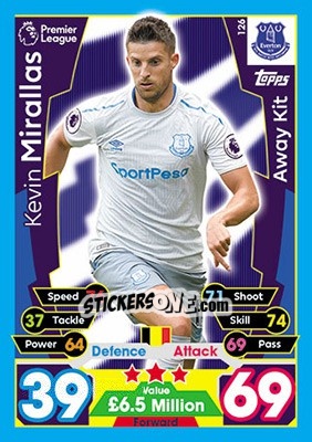 Sticker Kevin Mirallas - English Premier League 2017-2018. Match Attax n. 126 - Topps