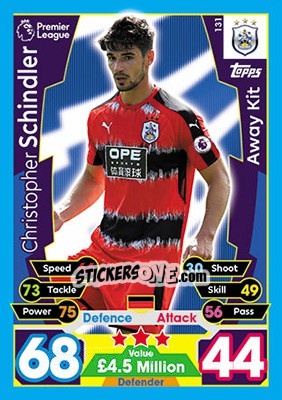 Sticker Christopher Schindler - English Premier League 2017-2018. Match Attax - Topps