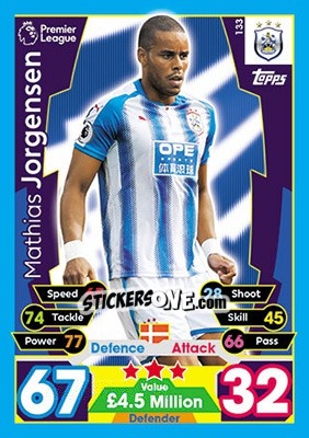 Sticker Mathias Jorgensen - English Premier League 2017-2018. Match Attax n. 133 - Topps