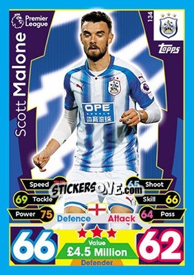 Cromo Scott Malone - English Premier League 2017-2018. Match Attax - Topps