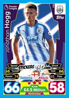 Sticker Jonathan Hogg - English Premier League 2017-2018. Match Attax - Topps