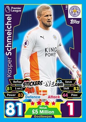 Sticker Kasper Schmeichel - English Premier League 2017-2018. Match Attax n. 146 - Topps