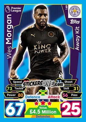 Cromo Wes Morgan - English Premier League 2017-2018. Match Attax - Topps