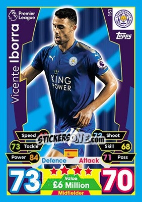 Sticker Vicente Iborra - English Premier League 2017-2018. Match Attax - Topps