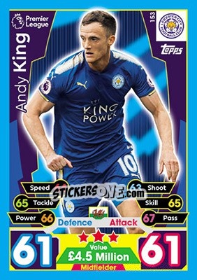 Figurina Andy King - English Premier League 2017-2018. Match Attax - Topps