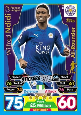 Sticker Wilfred Ndidi - English Premier League 2017-2018. Match Attax n. 155 - Topps