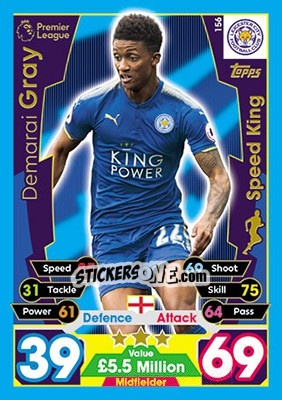 Sticker Demarai Gray - English Premier League 2017-2018. Match Attax - Topps