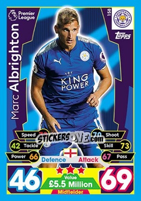 Sticker Marc Albrighton - English Premier League 2017-2018. Match Attax - Topps
