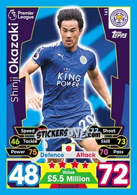 Sticker Shinji Okazaki - English Premier League 2017-2018. Match Attax - Topps