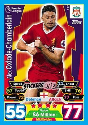 Sticker Alex Oxlade-Chamberlain - English Premier League 2017-2018. Match Attax n. 177 - Topps