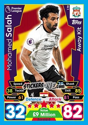 Sticker Mohamed Salah - English Premier League 2017-2018. Match Attax n. 179 - Topps