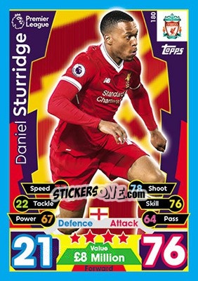 Sticker Daniel Sturridge - English Premier League 2017-2018. Match Attax - Topps