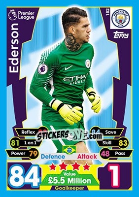 Sticker Ederson - English Premier League 2017-2018. Match Attax n. 182 - Topps
