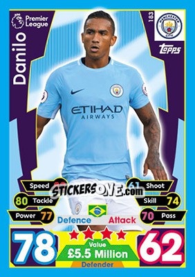 Sticker Danilo - English Premier League 2017-2018. Match Attax n. 183 - Topps