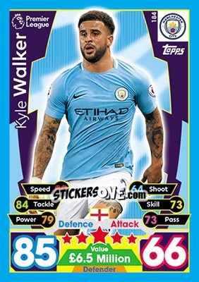 Sticker Kyle Walker - English Premier League 2017-2018. Match Attax n. 184 - Topps