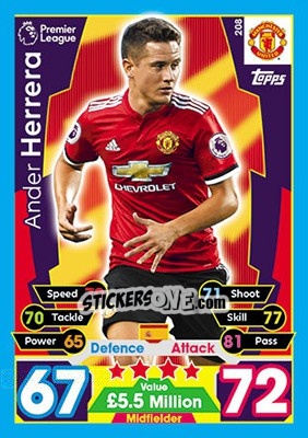 Cromo Ander Herrera - English Premier League 2017-2018. Match Attax - Topps