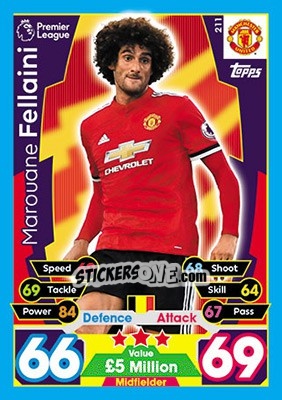 Sticker Marouane Fellaini - English Premier League 2017-2018. Match Attax n. 211 - Topps