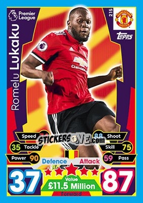 Sticker Romelu Lukaku - English Premier League 2017-2018. Match Attax n. 215 - Topps
