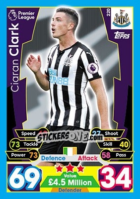 Sticker Ciaran Clark - English Premier League 2017-2018. Match Attax - Topps
