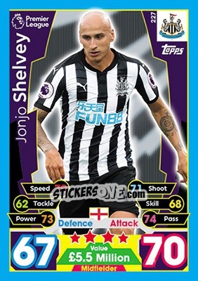 Sticker Jonjo Shelvey - English Premier League 2017-2018. Match Attax - Topps