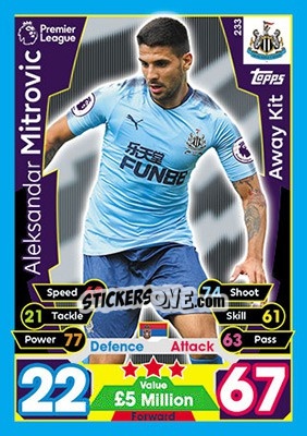 Sticker Aleksandar Mitrovic - English Premier League 2017-2018. Match Attax - Topps