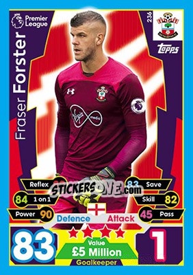 Figurina Fraser Forster - English Premier League 2017-2018. Match Attax - Topps