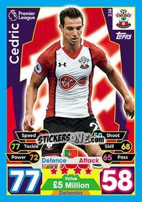 Sticker Cédric Soares - English Premier League 2017-2018. Match Attax n. 238 - Topps