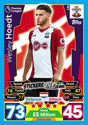 Sticker Wesley Hoedt - English Premier League 2017-2018. Match Attax - Topps
