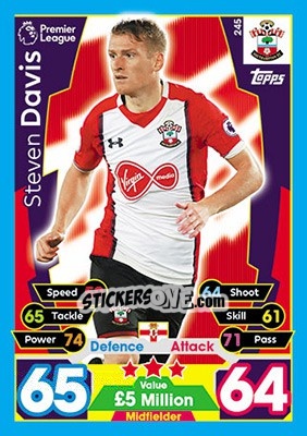 Sticker Steven Davis - English Premier League 2017-2018. Match Attax - Topps